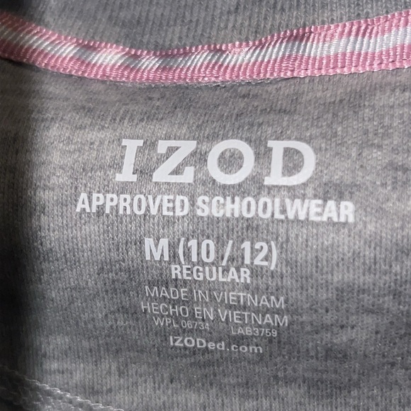 IZOD approved scchoolwear grey shortsleeve uniform polo youth shirt medium 10/12 - Picture 3 of 6